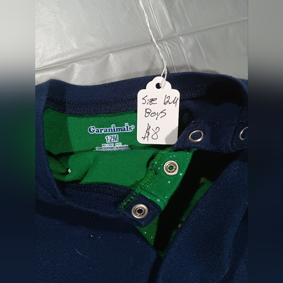 Green and Navy Blue Gar animals Sleeper 12 months. - Picture 2 of 4
